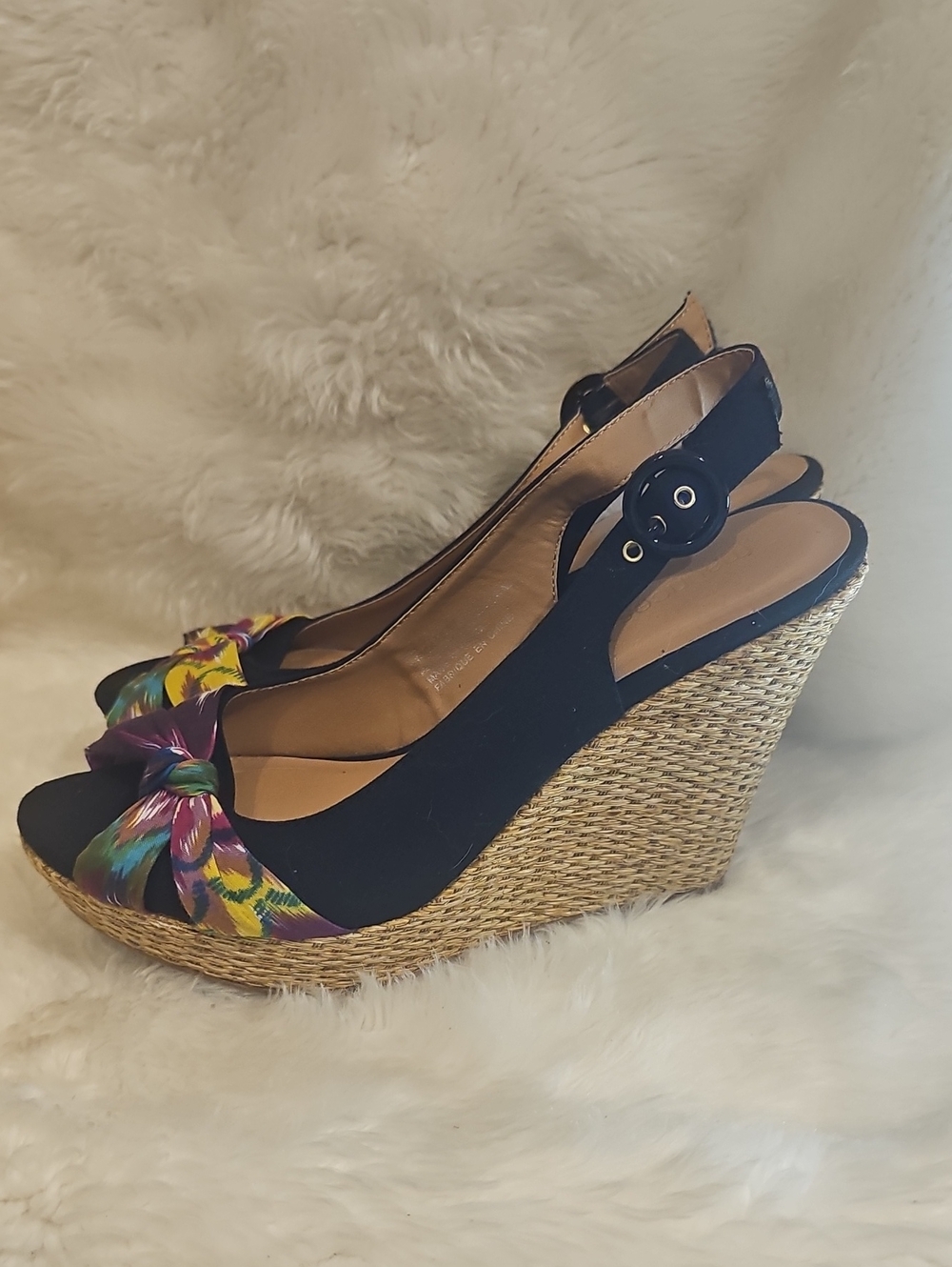 Maurices Floral Bow Espadrille Wedge Sandals Size 8 NWOT